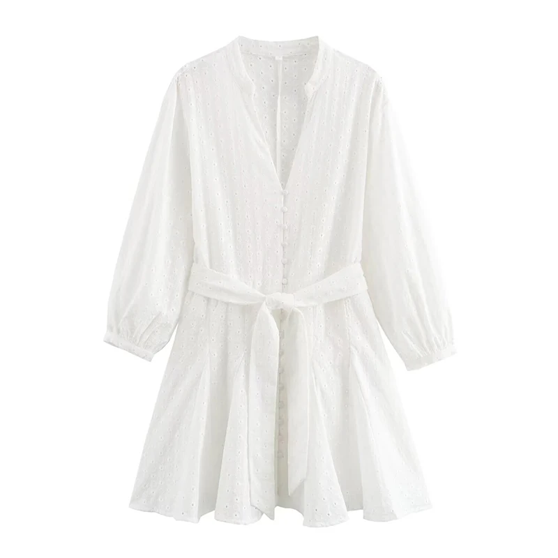 YENKYE Women Fashion Hollow Out Embroidered Short Dresses Vintage Puff Sleeve With Belt Female Casual White Dress
YENKYE Women Fashion Hollow Out Embroidered Short Dresses Vintage Puff Sleeve With Belt Female Casual White Dress
