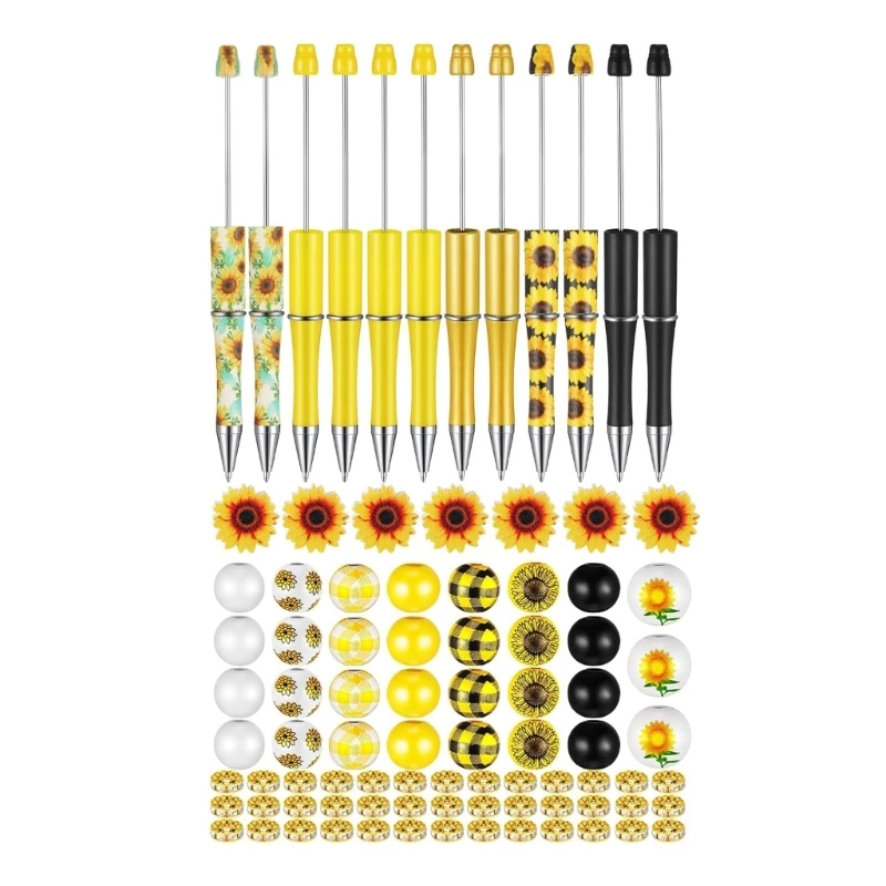 

86Pcs DIY Ballpoint Pen Set with Beadable Ballpoint Pen, Wooden Craft Beads