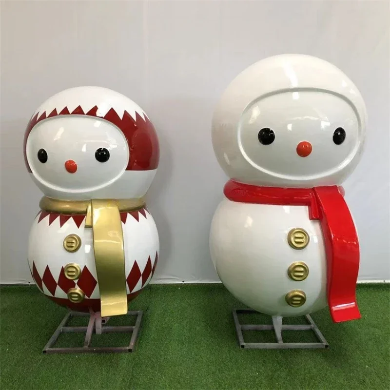 

Christmas snowman fiberglass cartoon doll ornaments outdoor shopping mall decorations landscape beauty sculpture