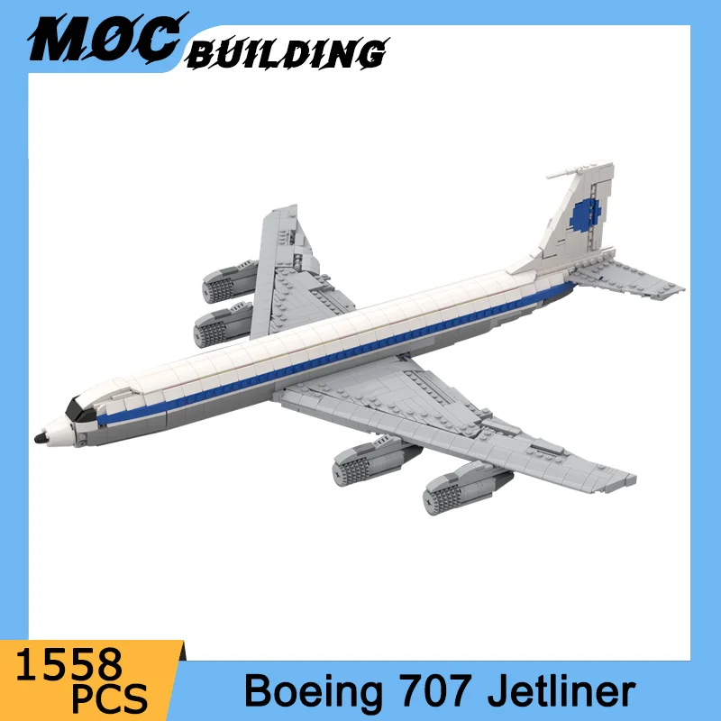 MOC Building Blocks Boeing 707 Pan Am Jetliner 1:80 Scale Model Jet Aircraft Diy Assemble Bricks Creative Toys Collection Gifts
MOC Building Blocks Boeing 707 Pan Am Jetliner 1:80 Scale Model Jet Aircraft Diy Assemble Bricks Creative Toys Collection Gifts