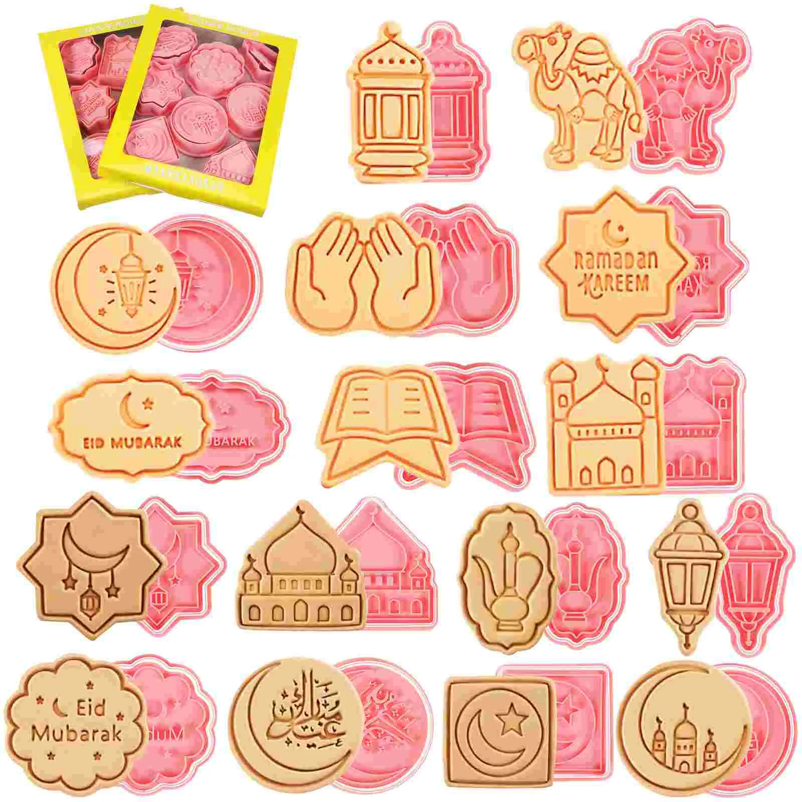 

16 Pcs Eid Cookie Cutters Mubarak Mold Postage Stamps Ramadan Biscuits Small Cookies