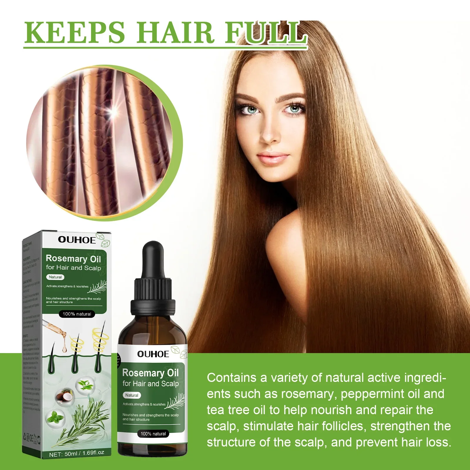 50ml Ouhoe Hair Care Rosemary Oil Moisturizing Anti-Hair Loss Root Tough Solid Hair Soft Fluffy Thick Hair Repair Dry Frizz
50ml Ouhoe Hair Care Rosemary Oil Moisturizing Anti-Hair Loss Root Tough Solid Hair Soft Fluffy Thick Hair Repair Dry Frizz