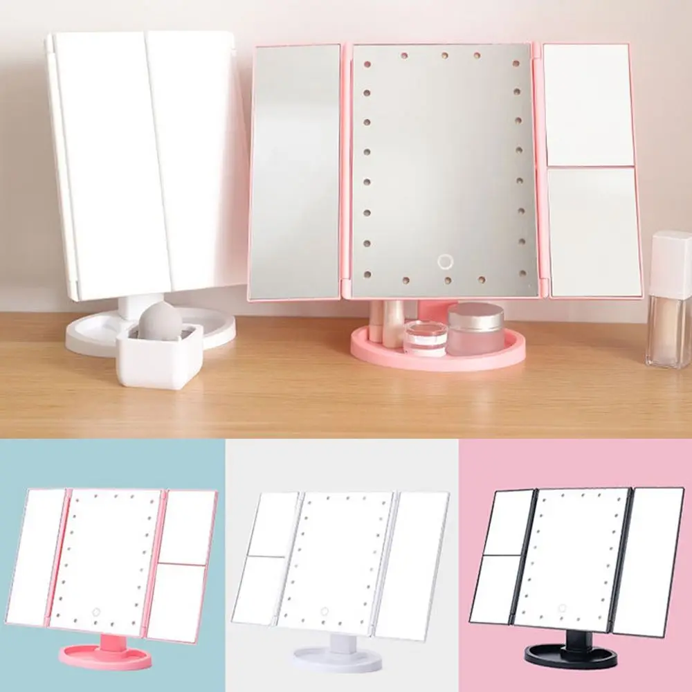 

Трехскладные боковые зеркала, косметические инструменты с USB-зарядкой, складные зеркала для макияжа с 22 звездами, косметическое зеркало с подсветкой для туалетного столика