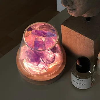 천연 히말라야 소금 테이블 램프 야간 조명, 천연 원석 크리스탈 에센셜 오일 디퓨저 조명, 선물 장식 노벨티 램프, D2