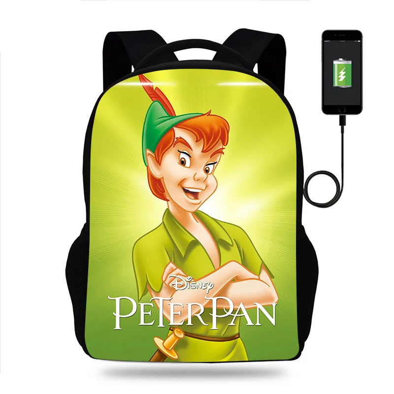 

Fashion Disney Peter Pan Backpack Boys Girls School Bag Teenager Book Bags Men Women Rucksack USB Travel Knapsack Mochila