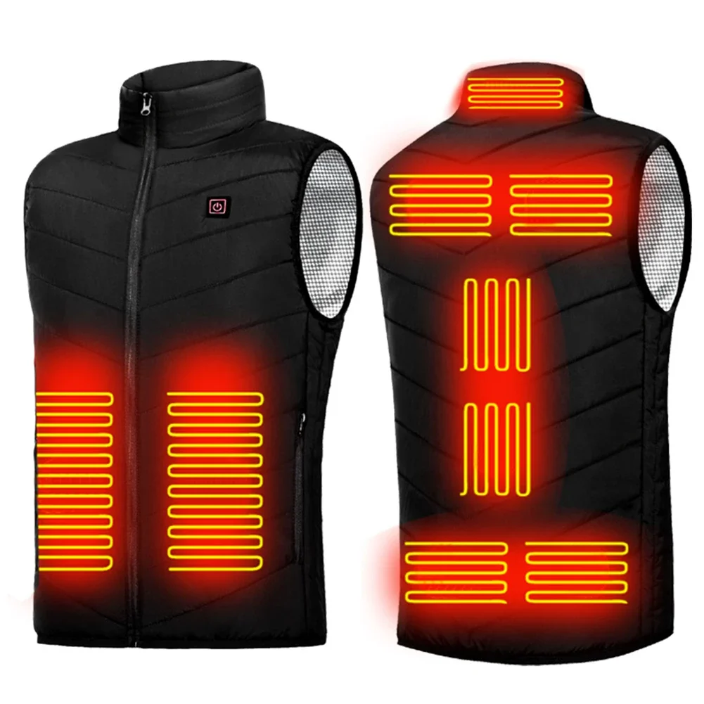 

9 Areas Self Heating Vest Men Women USB Electric Heated Winter Padded Jacket Down Thermal Washable Clothing External Battery