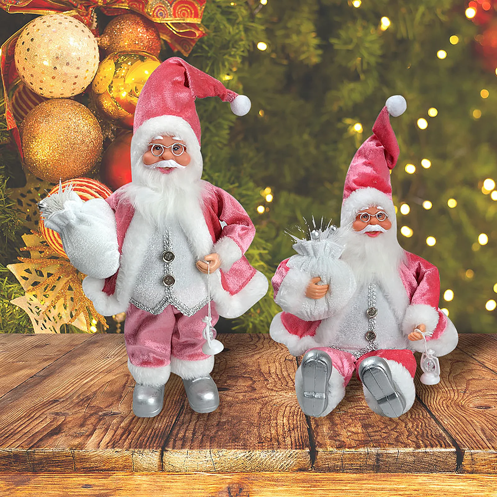 

Бело-розовые статуи Санта-Клауса из смолы, Рождественская скульптура гнома, креативные детские подарки, настольное украшение, товары для рождественского праздника
