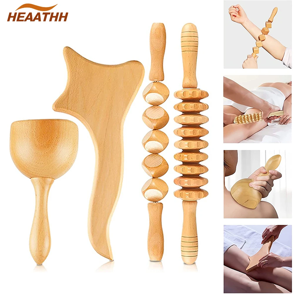 

Wood Therapy Massage Tools Anti Cellulite Massager Muscle Pain Relief Wooden Kit for Body Shaping, Sculpting Lymphatic Drainage