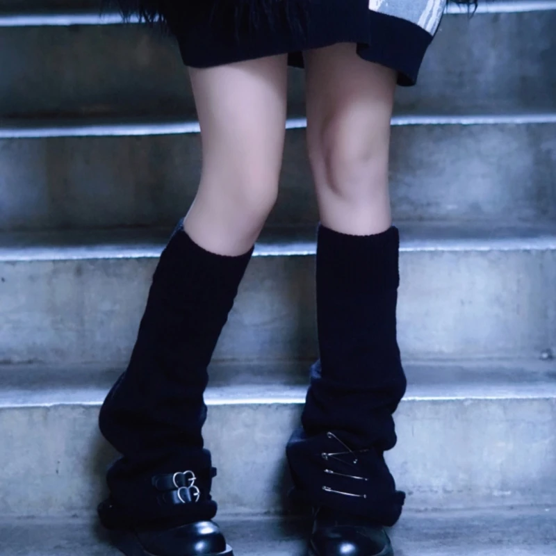 

Гетры в стиле Лолиты для девочек Y2K, вязаные расклешенные ноги с пряжкой, рукава, готические мешковатые манжеты, носки до JK,