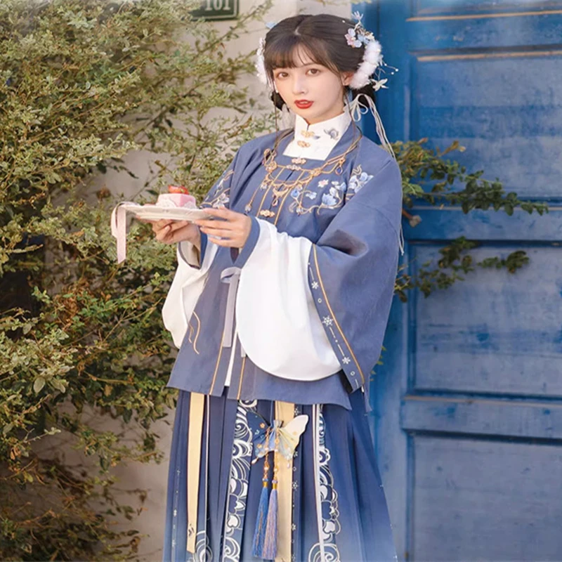 

Женский костюм принцессы с китайской вышивкой ханьфу, костюм для косплея в стиле древней династии Мин на Хэллоуин, топы принцессы, плиссированная юбка