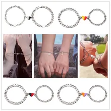 2pcs / set Stainless Steel Bracelet Heart Magnet Attract Moon Pendant Chain Fashion Bracelets For Women Mens Accessories 
2pcs / set Stainless Steel Bracelet Heart Magnet Attract Moon Pendant Chain Fashion Bracelets For Women Mens Accessories