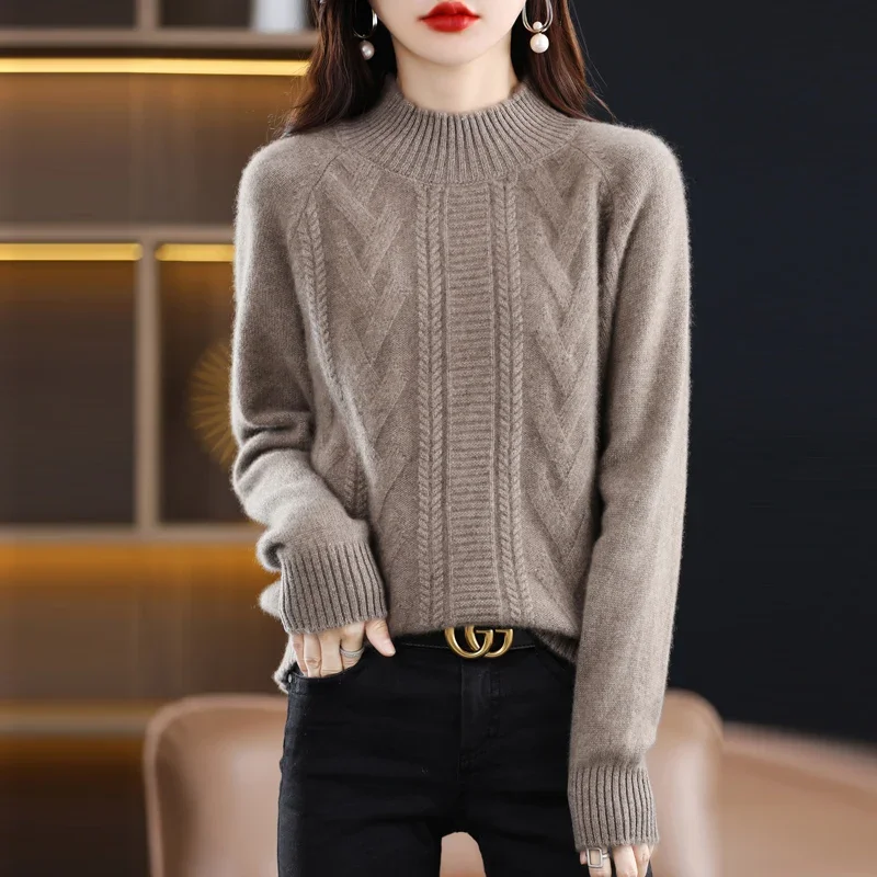 Autumn And Winter New Women Pure Wool Sweater Thickened Ladies Half Turtleneck Pullover Loose All-match Knitted Bottoming Tops
Autumn And Winter New Women Pure Wool Sweater Thickened Ladies Half Turtleneck Pullover Loose All-match Knitted Bottoming Tops