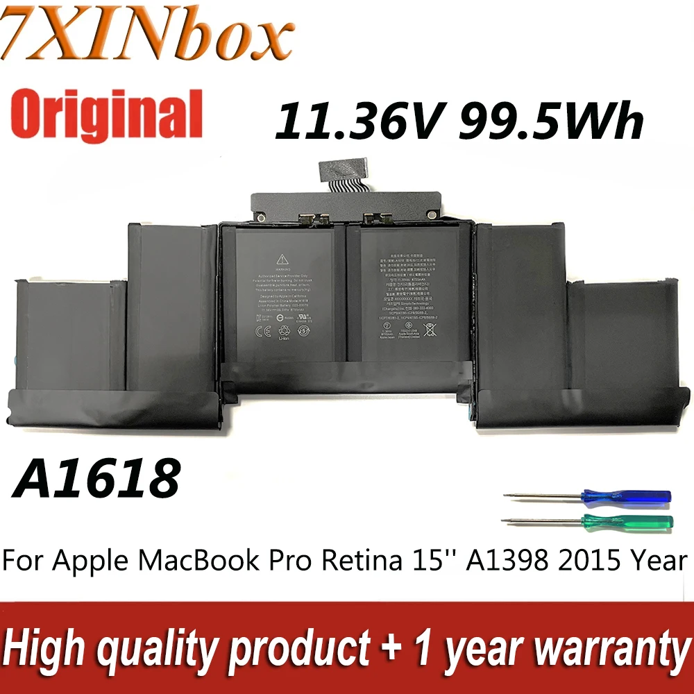 

7XINbox 11.36V 99.5Wh 8755mAh A1618 Laptop Battery For Apple MacBook Pro 15" A1398 Retina 2015Year 15 inch A1398 Retina Mid 2015