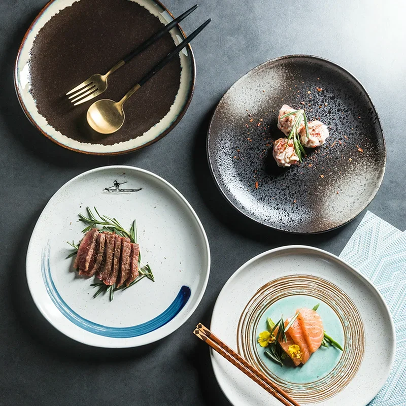Retro Style Ceramic An Irregular Circular Shape Dinner Plate Steak Dish Dessert Tray Porcelain Kitchen Utensils
Retro Style Ceramic An Irregular Circular Shape Dinner Plate Steak Dish Dessert Tray Porcelain Kitchen Utensils