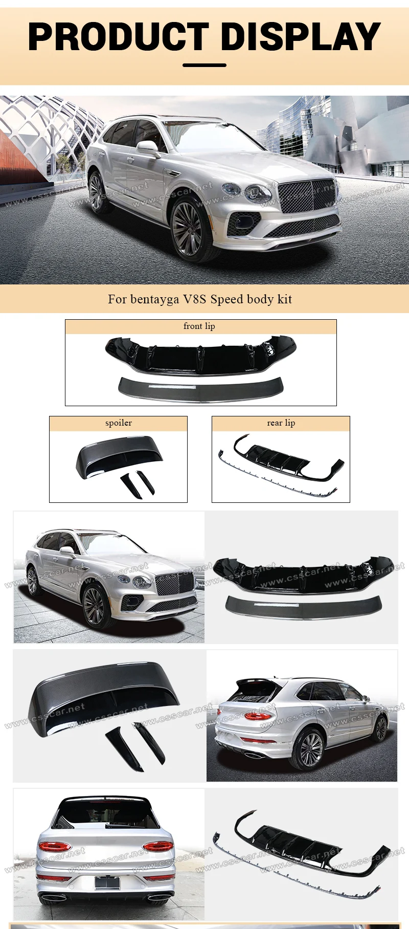Upgrade Facelift V8S Style Carbon Fiber Car Front Lip Rear Diffuser Lip Ducktail Spoiler Body Kit for Bentley Bentayga Bodykit Upgrade Facelift V8S Style Carbon Fiber Car Front Lip Rear Diffuser Lip Ducktail Spoiler Body Kit for Bentley Bentayga Bodykit