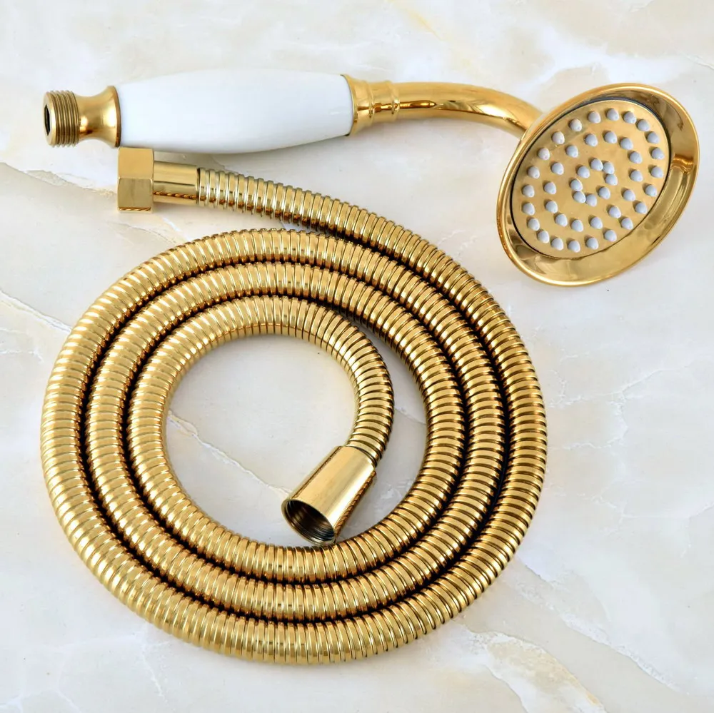 Polished Gold Color Brass Hand Held Shower Head & 1.5M Shower Hose Set Water Saving Bathroom Telephone Style Dhh039
Polished Gold Color Brass Hand Held Shower Head & 1.5M Shower Hose Set Water Saving Bathroom Telephone Style Dhh039