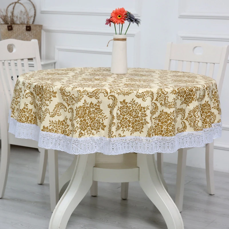 

137/152/180/200/220cm 7Colors Oil-proof Flower Grid Round Table Cloth Waterproof Party Festival Surface Cover Picnic Blanket