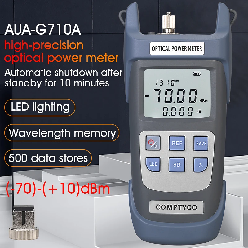 

AUA-G510A/G710A Optical Power Meter (Built-In LED Lighting) FTTH Fiber Optical Cable Tester -50~+26dBm/-70~+10dBm SC、FC Adapter