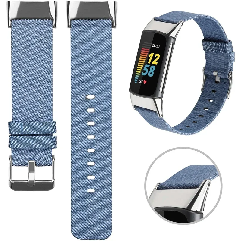 

Canvas Watch strap For Fitbit Charge 6/5 Breathable and soft woven hand Wristband Watchband Bracelet Strap Replacement