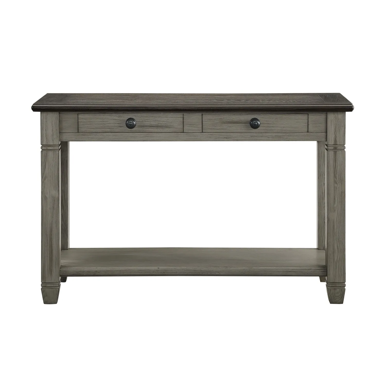 Elegant Antique Grey Finish 1pc Sofa Table with Two Drawers and Bottom Shelf - Stylish Wooden Living Room Furniture for Coffee a
Elegant Antique Grey Finish 1pc Sofa Table with Two Drawers and Bottom Shelf - Stylish Wooden Living Room Furniture for Coffee a