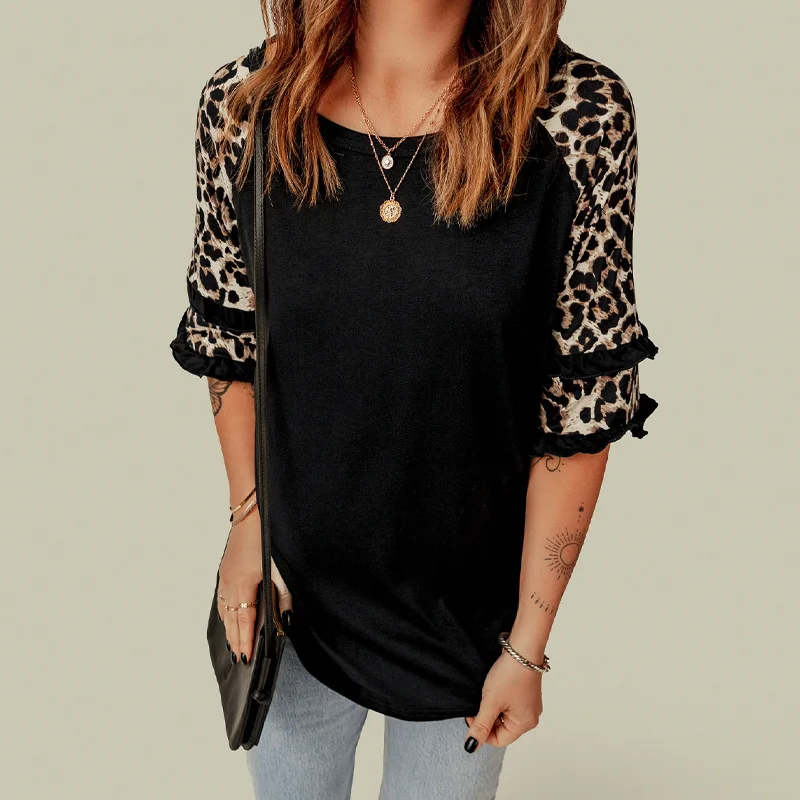 Shi Ying Leopard Print Short Sleeve Top Women's Summer New Large Loose T-shirt 25113271
Shi Ying Leopard Print Short Sleeve Top Women's Summer New Large Loose T-shirt 25113271