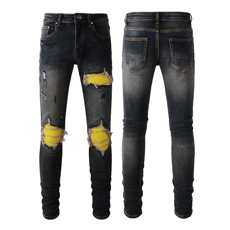 Black Brand Y2k Streetwear for Men Luxury Distressed Denim Pants Skinny Stretch Destroyed Holes Ribs Patches Slim Ripped Jeans
Black Brand Y2k Streetwear for Men Luxury Distressed Denim Pants Skinny Stretch Destroyed Holes Ribs Patches Slim Ripped Jeans