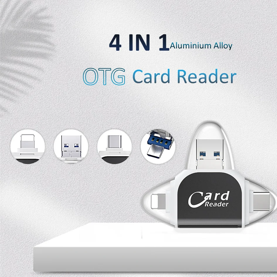 

4 In 1 Card Reader OTG Usb Type C Lighting Micro SD Aluminium Alloy High speed TF Cardreader For Iphone Android Phone Adapters