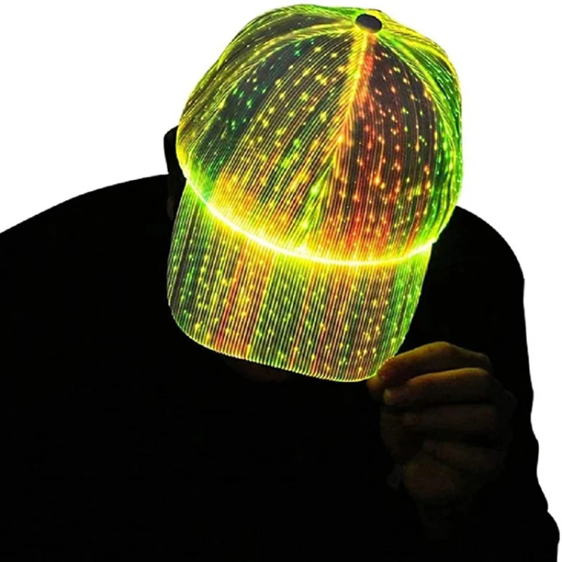 

Led Lights Dazzling Light Baseball Cap Male and Female Couples Four Seasons Cap Bar Glow-in-the-dark Party Hat Graduation Cap