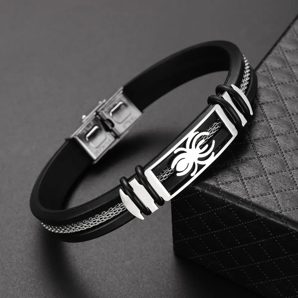 Stainless Steel Bracelet Men Wrist Band Black Grooved Rudder Silicone Mesh Link Insert Punk Wristband Stylish Casual Bangle
Stainless Steel Bracelet Men Wrist Band Black Grooved Rudder Silicone Mesh Link Insert Punk Wristband Stylish Casual Bangle