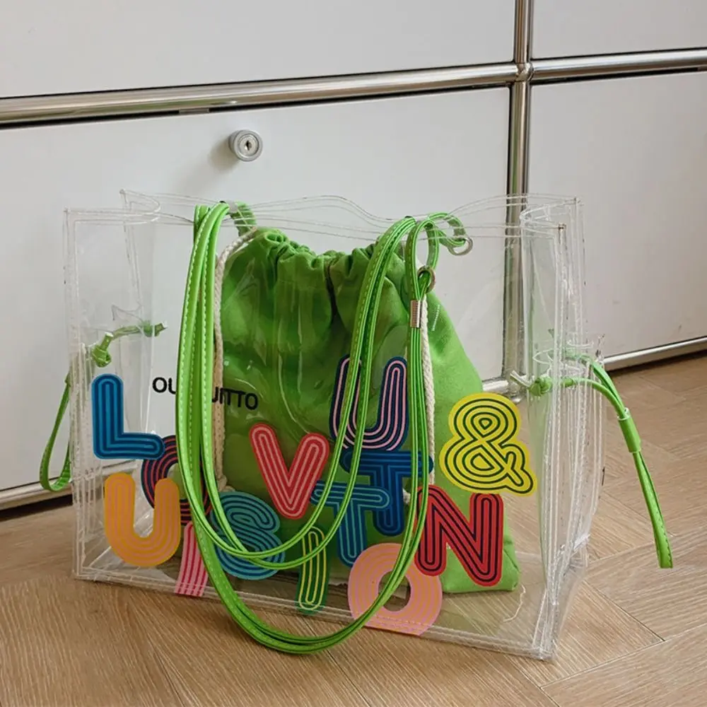 

Fashion Transparent Jelly Packs Women Large Capacity PVC Composite Bag Single Shoulder Underarm Bag