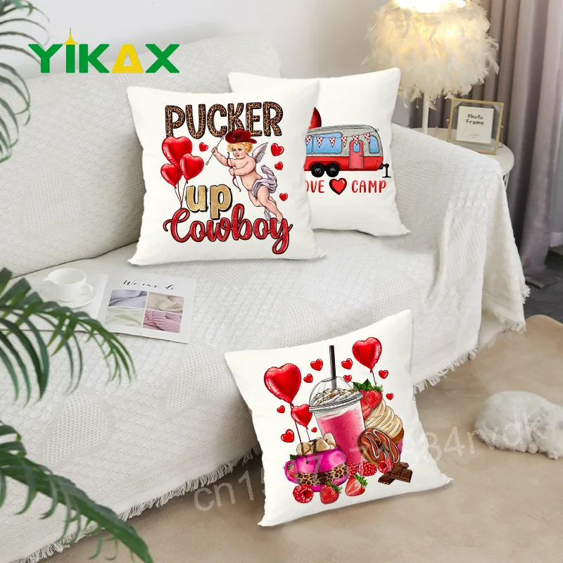 

2024 Valentine's Day Decor Pillowcase Valentine's Day Gift Cushion Pillow Cover Dedroom Decorative Red Hearts Cushion Cover 45cm