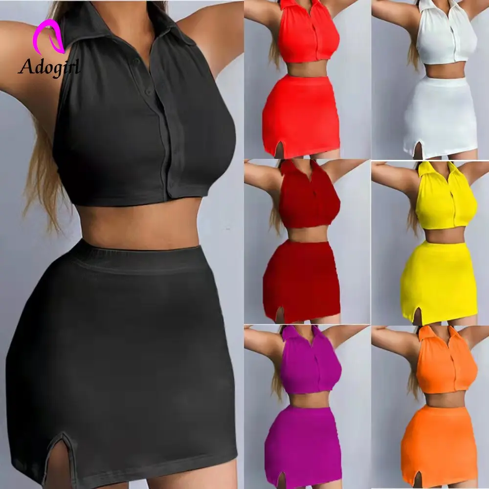 Fitness Women 2 Piece Set Sleeveless Solid Button Up Tank Top Mini Slit Skirts Matching Set 2022 Summer Sexy Backless Vestidos
Fitness Women 2 Piece Set Sleeveless Solid Button Up Tank Top Mini Slit Skirts Matching Set 2022 Summer Sexy Backless Vestidos