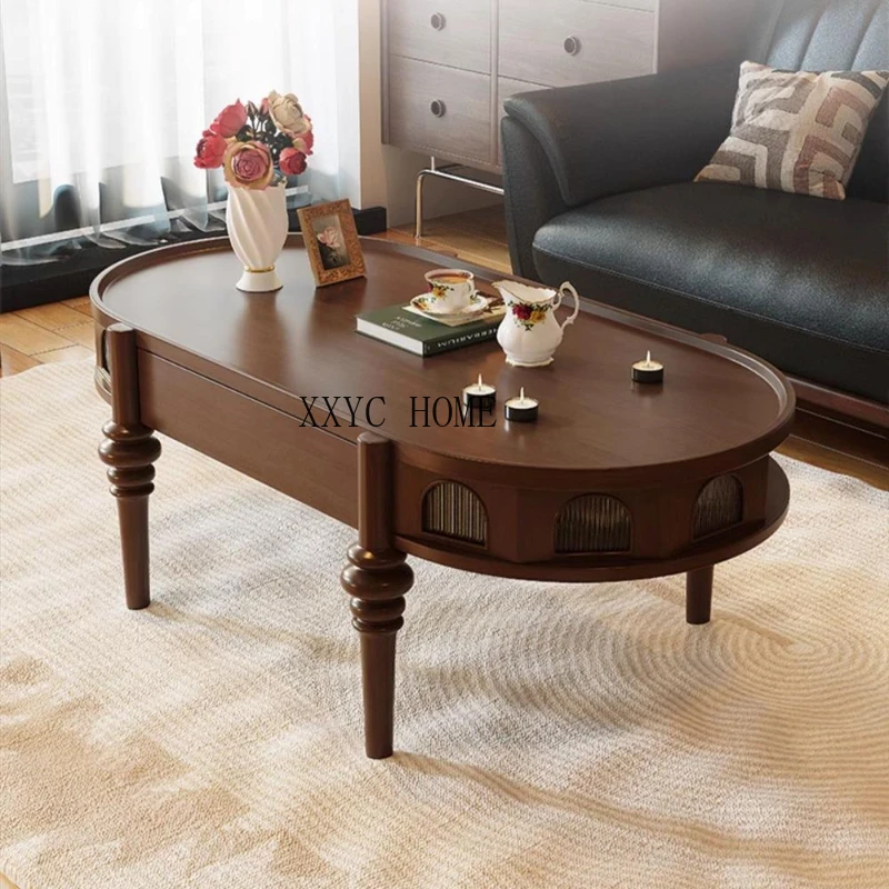Кофейный столик из массива дерева для гостиной, маленький домашний столик для маленькой квартиры, обеденный круглый журнальный столик в старинном французском стиле 
Кофейный столик из массива дерева для гостиной, маленький домашний столик для маленькой квартиры, обеденный круглый журнальный столик в старинном французском стиле