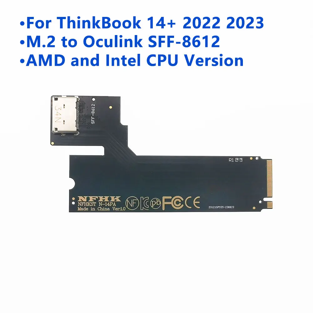 PCI-E 3.0 M.2 M-Key to Oculink SFF-8612 SFF-8611 Graphics Card Adapter Board For ThinkBook 14+ 16+ External Graphics Card & SSD PCI-E 3.0 M.2 M-Key to Oculink SFF-8612 SFF-8611 Graphics Card Adapter Board For ThinkBook 14+ 16+ External Graphics Card & SSD