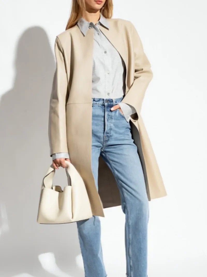 Women's Mid-Length Jacket 2023 New Autumn Winter Leather O-Neck Solid Color Casual Long Sleeve Straight Coat
Women's Mid-Length Jacket 2023 New Autumn Winter Leather O-Neck Solid Color Casual Long Sleeve Straight Coat
