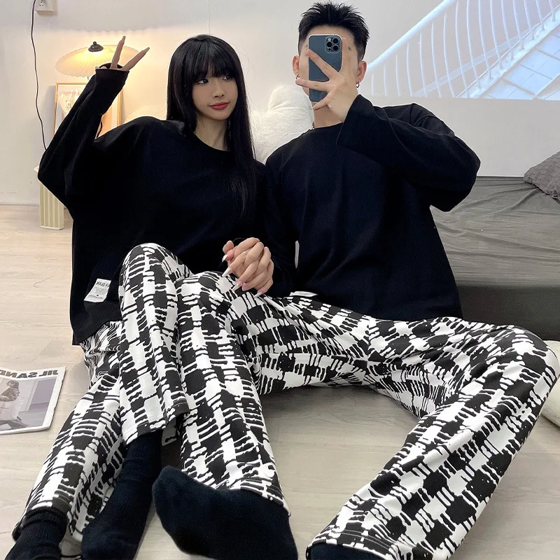 Yasuk Spring Autumn Women's Casual Soft Sleepwear Homewear Couple Pajamas Set With Pants Thousand Bird Grid Cotton Simple Unisex
Yasuk Spring Autumn Women's Casual Soft Sleepwear Homewear Couple Pajamas Set With Pants Thousand Bird Grid Cotton Simple Unisex