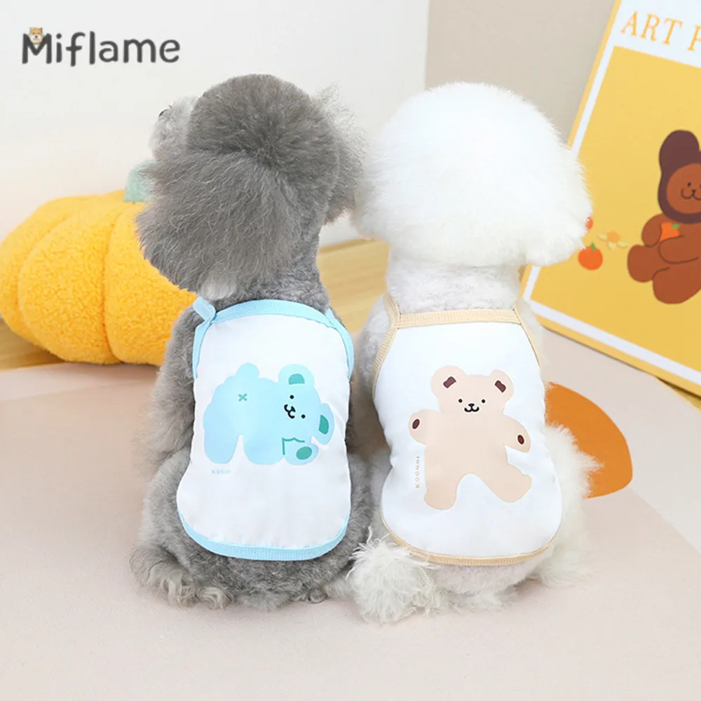 

Miflame Bear Print Suspenders For Small Dogs Clothes Schnauzer Teddy Yorkies Casual Puppy Sleeveless T-shirt Cute Pet Dog Vest