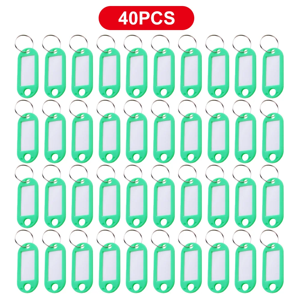 

40Pcs Plastic Key Tags Label Numbered Name Baggage Tag ID Label Name Tags With Split Ring For Baggage Key Chains Key Ring