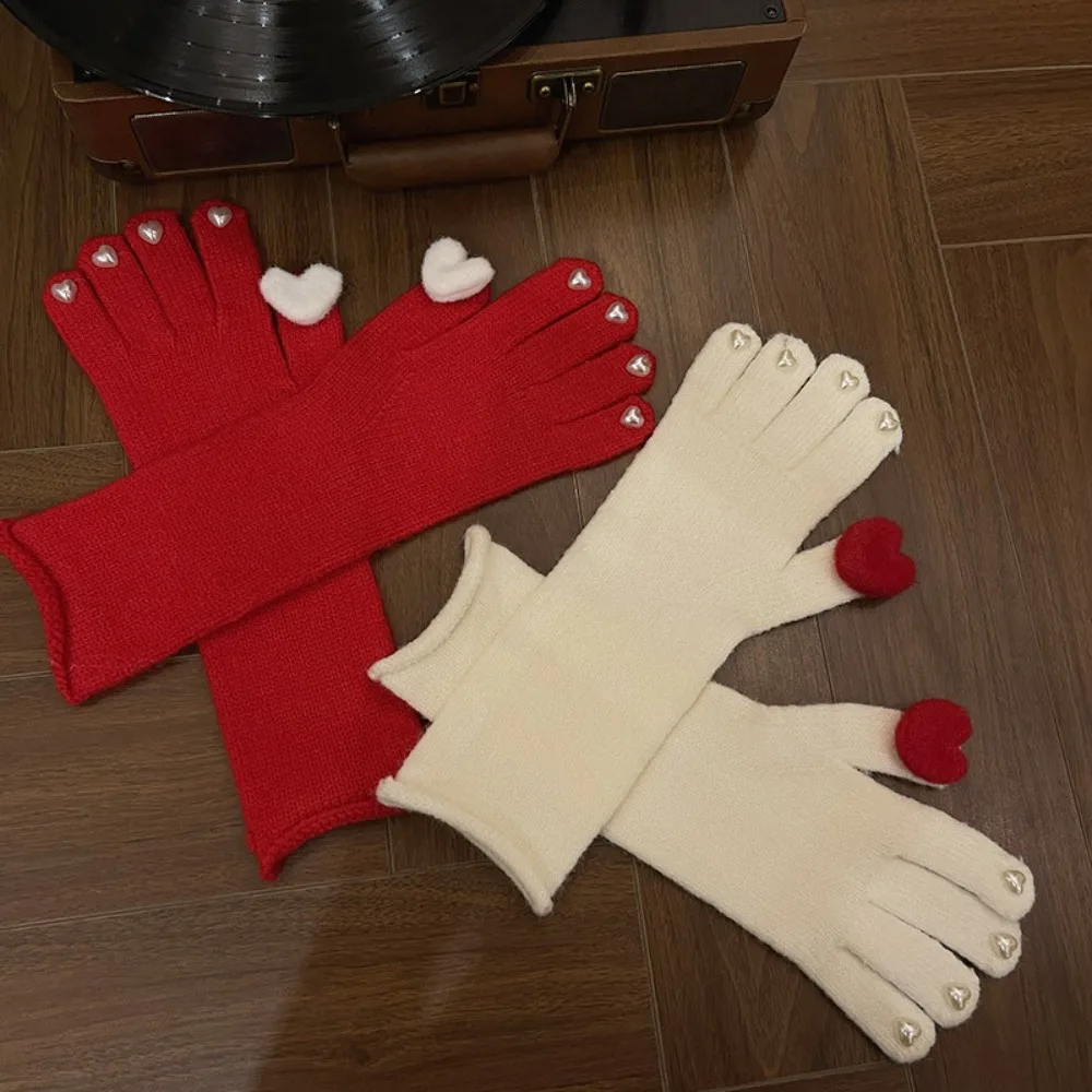 

Solid Color Plush Knitted Gloves Minimalism Nylon Split Finger Gloves Thicken Warm Gloves