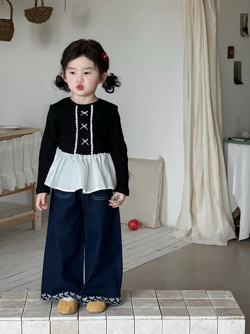 2025 Autumn New Children Denim Trousers Girls Sweet Flower Embroidery Jeans Kids Casual Pants Baby Girl Loose Straight Pants 11 Sdcb6fdde0e1b42919999cd207a0a5ce0q