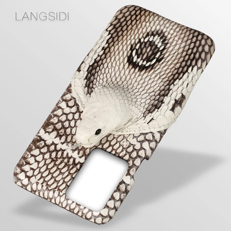 

LANGSIDI brand real snake head back cover phone case For Samsung Galaxy A51 A71 s20 ultra s20plus a50 a70 note 10 plus s10 lite