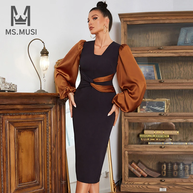 MSMUSI 2023 New Fashion Women Sexy V Neck Patchwork Draped Fold Puff Long Sleeve Bodycon Party Club Event Midi Dress Vestidos
MSMUSI 2023 New Fashion Women Sexy V Neck Patchwork Draped Fold Puff Long Sleeve Bodycon Party Club Event Midi Dress Vestidos