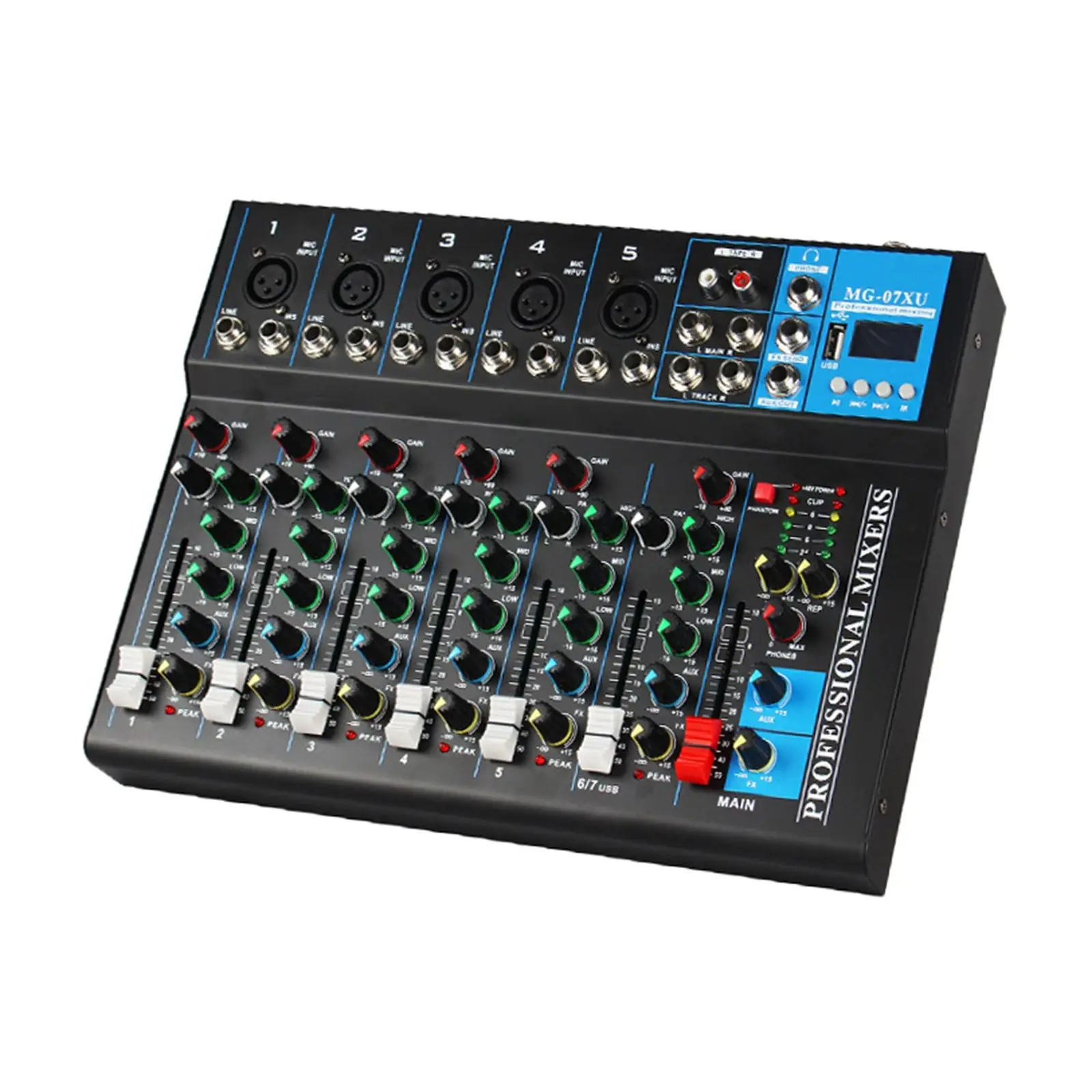 Audio Mixer 7 Channels Digital Bluetooth Portable Non Slip Faders Microphone Jack Sound Mixing Console for Karaoke Broadcast DJ
Audio Mixer 7 Channels Digital Bluetooth Portable Non Slip Faders Microphone Jack Sound Mixing Console for Karaoke Broadcast DJ