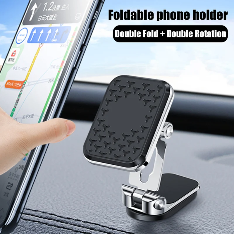 

2022 NEW Foldable Car Magnetic Phone Holder Double 360 Rotation Stand Smartphone GPS Support for IPhone 13 Samsung Xiaomi