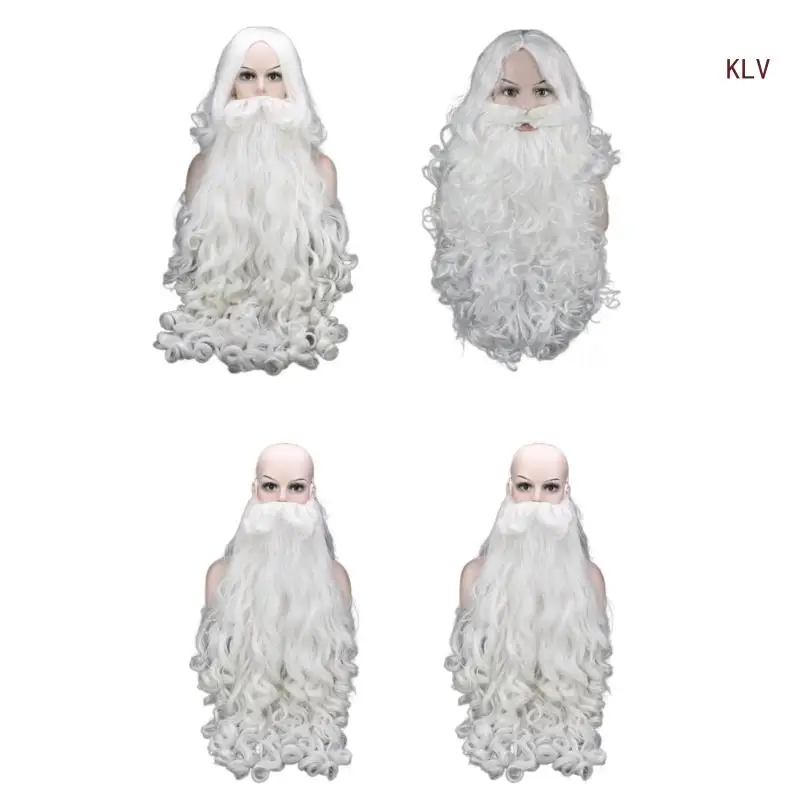 

Santa Beard and Set Deluxe Santa Clauses Hair with Beard Fake Mustache Christmas Clauses Cosplay Costume Accessories