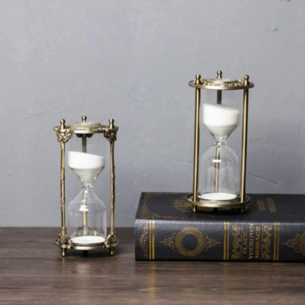 

Embossed Hourglass Timer Cabinet Porch Decor 15/30 Minutes Golden Home Ornament Vintage Gift Sand Clock Wedding