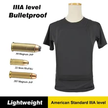 

Lightweight Concealed US IIIA NIJ Bulletproof T-shirt 9mm Para FMJ .44 Mag. Body Armor 3A Ballistic Anti-Bullet Vest Tshirt Soft