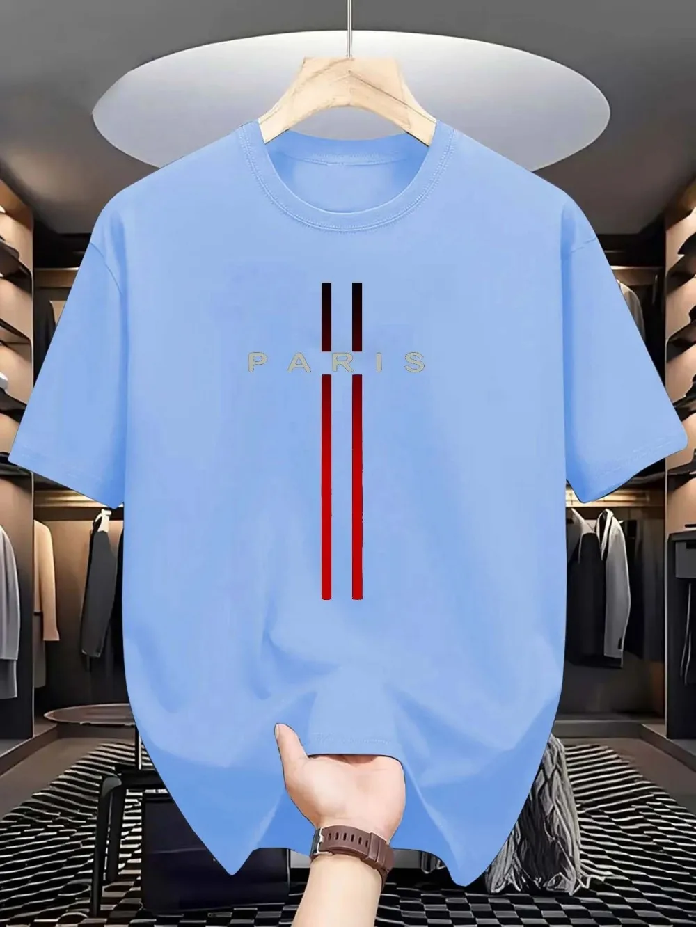 تي شيرت رجالي جديد من نسيج البوليستر مريح وقابل للتنفس برقبة دائرية تي شيرت باريس بنمط مطبوع عليه حروف خارجية غير رسمية تي شيرت رجالي جديد من نسيج البوليستر مريح وقابل للتنفس برقبة دائرية تي شيرت باريس بنمط مطبوع عليه حروف خارجية غير رسمية