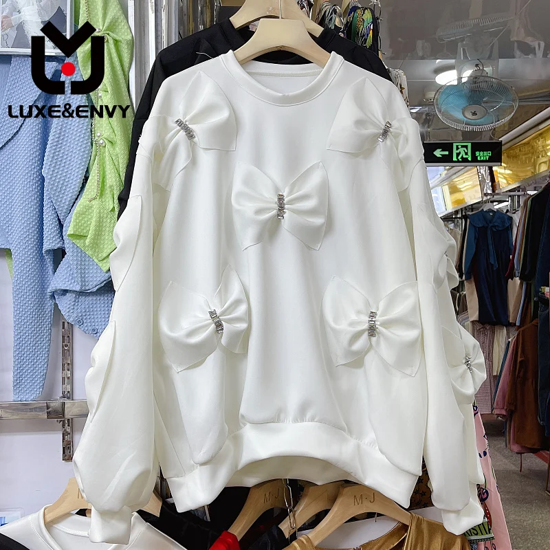 LUXE&ENVY Studded Diamond Bow Sweater New Loose Pullover Long Sleeve Pullover Sweet Temperament Top Women Outwear 2023 Autumn
LUXE&ENVY Studded Diamond Bow Sweater New Loose Pullover Long Sleeve Pullover Sweet Temperament Top Women Outwear 2023 Autumn