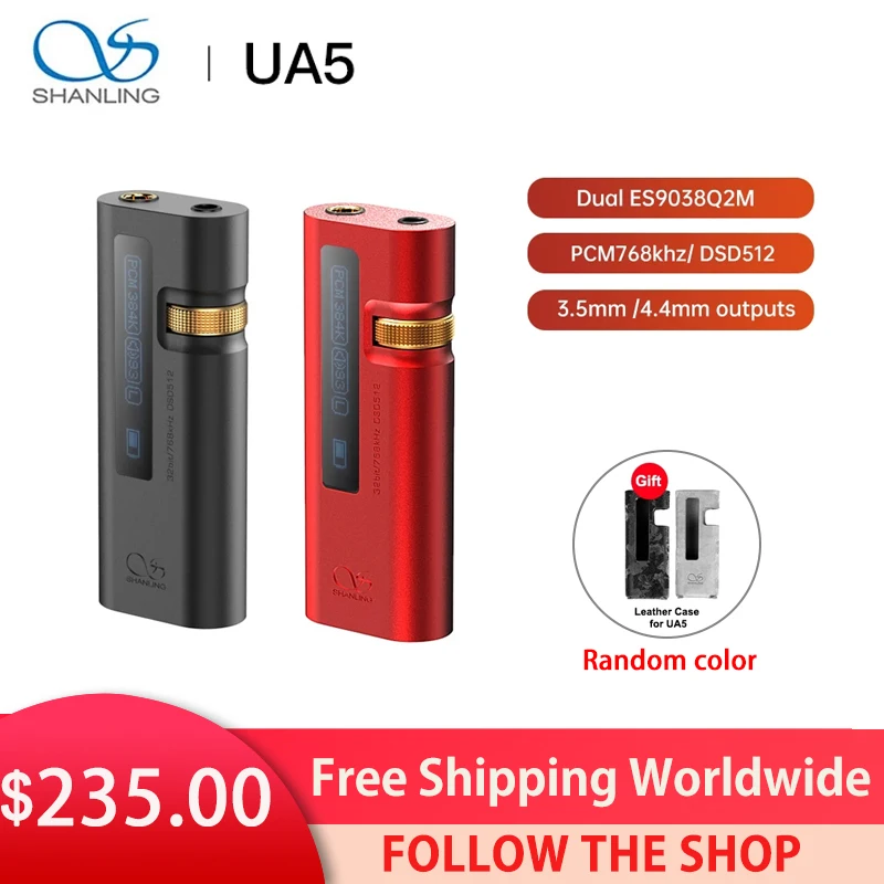 SHANLING UA5 Portable USB DAC AMP Dual ES9038Q2M PCM 768khz DSD512 Type-c to 3.5/4.4mm Decoder Headphone Amplifier 
SHANLING UA5 Portable USB DAC AMP Dual ES9038Q2M PCM 768khz DSD512 Type-c to 3.5/4.4mm Decoder Headphone Amplifier
